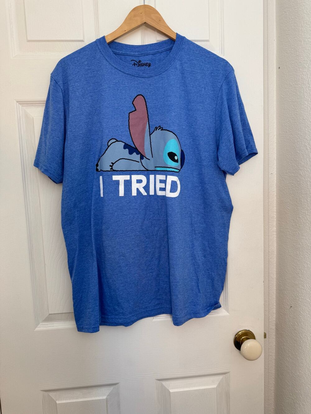 Disney Lilo & Stitch “I Tried” Blue Graphic Tee Unisex Size Large